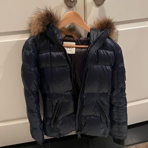 SAM. NYC coat- in small, navy with faux fur hold